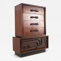  Pulaski Furniture Corporation Witco Style Pulaski Oceanic Brutalist MCM 6 Drawer Gentlemans Chest Highboy - 4130249