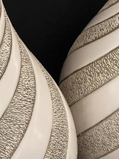  Quartite Creative Corp Signed Large Pair 1960s Ivory Glazed Spiral Lamps by Quartite Creative Corp - 4406505
