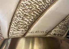  Quartite Creative Corp Signed Large Pair 1960s Ivory Glazed Spiral Lamps by Quartite Creative Corp - 4406506