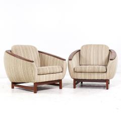  R Huber R Huber Mid Century Teak Barrel Lounge Chairs Pair - 3848118