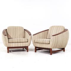  R Huber R Huber Mid Century Teak Barrel Lounge Chairs Pair - 3848119