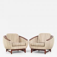  R Huber R Huber Mid Century Teak Barrel Lounge Chairs Pair - 3863543