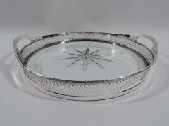  R Wallace Sons Antique American Edwardian Neoclassical Sterling Silver and Glass Tray - 3757596