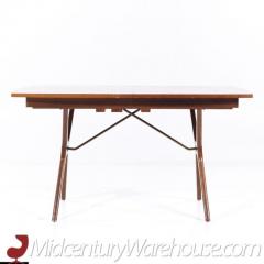  R Way Rway Rway Mid Century Walnut and Brass Expanding Dining Table with 2 Leaves - 3598397