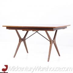  R Way Rway Rway Mid Century Walnut and Brass Expanding Dining Table with 2 Leaves - 3598431