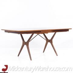  R Way Rway Rway Mid Century Walnut and Brass Expanding Dining Table with 2 Leaves - 3598481