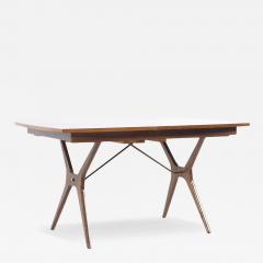  R Way Rway Rway Mid Century Walnut and Brass Expanding Dining Table with 2 Leaves - 3600821