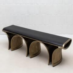  R Y Augousti Bench in Black Oak with Bronze Patina Brass Legs by R Y Augousti - 3847561