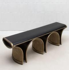  R Y Augousti Bench in Black Oak with Bronze Patina Brass Legs by R Y Augousti - 3847574