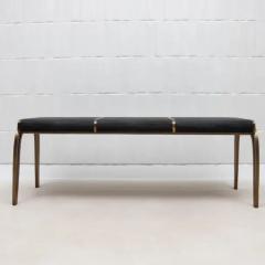  R Y Augousti Bench in Black Shagreen with Bronze Patina Brass Detail by R Y Augousti - 3847568