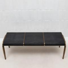  R Y Augousti Bench in Black Shagreen with Bronze Patina Brass Detail by R Y Augousti - 3847569