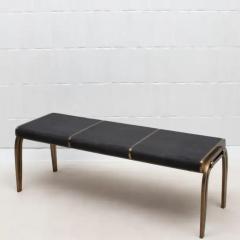  R Y Augousti Bench in Black Shagreen with Bronze Patina Brass Detail by R Y Augousti - 3847570