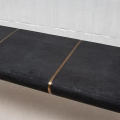  R Y Augousti Bench in Black Shagreen with Bronze Patina Brass Detail by R Y Augousti - 3847572