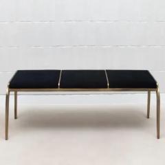  R Y Augousti Bench in Black Shagreen with Bronze Patina Brass Detail by R Y Augousti - 3847589