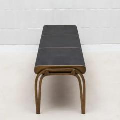  R Y Augousti Bench in Black Shagreen with Bronze Patina Brass Detail by R Y Augousti - 3847590