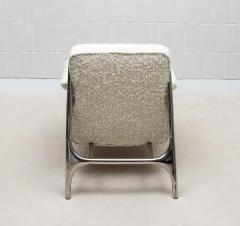 R Y Augousti Boucl Armchair with Polished Steel Accents by R Y Augousti - 4218231