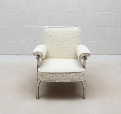  R Y Augousti Boucl Armchair with Polished Steel Accents by R Y Augousti - 4218290