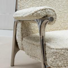  R Y Augousti Boucl Armchair with Polished Steel Accents by R Y Augousti - 4218293