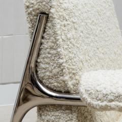  R Y Augousti Boucl Armchair with Polished Steel Accents by R Y Augousti - 4218295