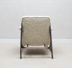  R Y Augousti Boucl Armchair with Polished Steel Accents by R Y Augousti - 4218296