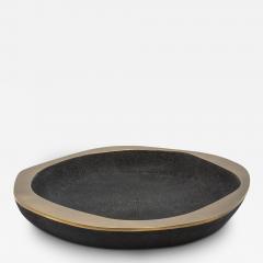  R Y Augousti Bowl in Black Shagreen with Bronze Patina Brass Details by R Y Augousti - 3884704