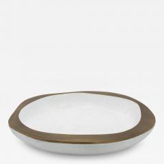  R Y Augousti Bowl in White Shagreen with Bronze Patina Brass Details R Y Augousti - 3884707