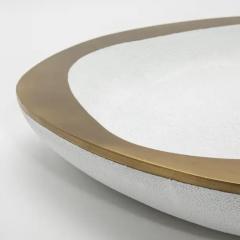  R Y Augousti Bowl in White Shagreen with Bronze Patina Brass Details by R Y Augousti - 3879755