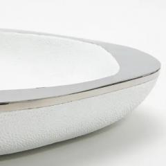  R Y Augousti Bowl in White Shagreen with Stainless Steel Details by R Y Augousti - 3879734