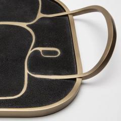  R Y Augousti Cocteau Tray in Black Shagreen with Bronze Patina Brass by R Y Augousti - 3844858