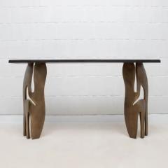  R Y Augousti Console in Black Shagreen with Bronze Patina Brass by R Y Augousti - 3847125