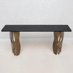  R Y Augousti Console in Black Shagreen with Bronze Patina Brass by R Y Augousti - 3847130