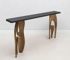  R Y Augousti Console in Black Shagreen with Bronze Patina Brass by R Y Augousti - 3847210