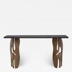  R Y Augousti Console in Black Shagreen with Bronze Patina Brass by R Y Augousti - 3855131