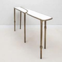  R Y Augousti Console in White Shagreen with Bronze Patina Brass by R Y Augousti - 3847155