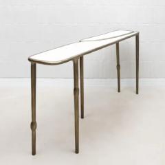  R Y Augousti Console in White Shagreen with Bronze Patina Brass by R Y Augousti - 3847215