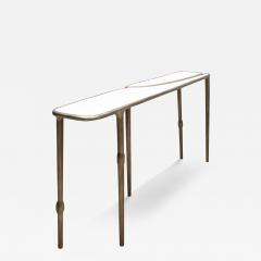  R Y Augousti Console in White Shagreen with Bronze Patina Brass by R Y Augousti - 3855134