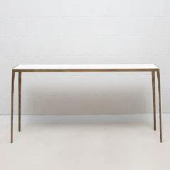  R Y Augousti Console in White Shagreen with Bronze Patina Brass by R Y Augousti - 3847181