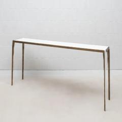  R Y Augousti Console in White Shagreen with Bronze Patina Brass by R Y Augousti - 3847182
