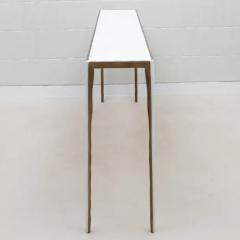  R Y Augousti Console in White Shagreen with Bronze Patina Brass by R Y Augousti - 3847237