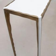  R Y Augousti Console in White Shagreen with Bronze Patina Brass by R Y Augousti - 3847239
