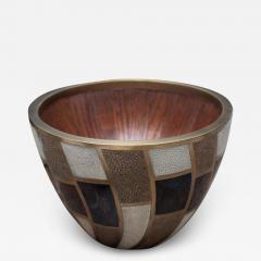  R Y Augousti Contemporary R Y Augousti Bowl with Inlaid Shagreen Penshell and Brass - 3372517