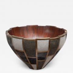  R Y Augousti Contemporary R Y Augousti Bowl with Inlaid Shagreen Penshell and Brass - 3372518