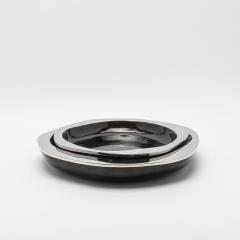  R Y Augousti Modern Bowl in Black Shell with Stainless Steel Details by R Y Augousti - 4218203