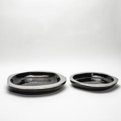  R Y Augousti Modern Bowl in Black Shell with Stainless Steel Details by R Y Augousti - 4218206