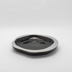  R Y Augousti Modern Bowl in Black Shell with Stainless Steel Details by R Y Augousti - 4218212