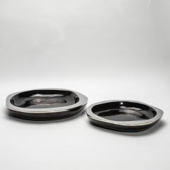  R Y Augousti Modern Bowl in Black Shell with Stainless Steel Details by R Y Augousti - 4218294