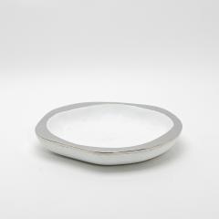  R Y Augousti Modern Bowl in White Shagreen with Stainless Steel Details by R Y Augousti - 4218197