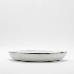  R Y Augousti Modern Bowl in White Shagreen with Stainless Steel Details by R Y Augousti - 4218198