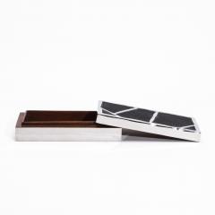  R Y Augousti Modern Box in Black Shagreen with Polished Stainless Steel by R Y Augousti - 4236260