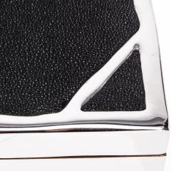  R Y Augousti Modern Box in Black Shagreen with Polished Stainless Steel by R Y Augousti - 4236263